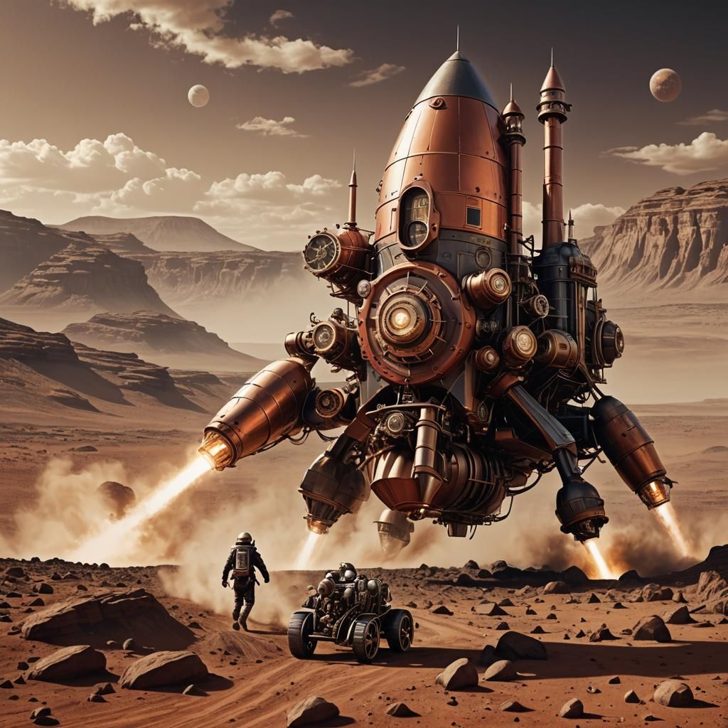 Steampunk Rocket Launching from Mars