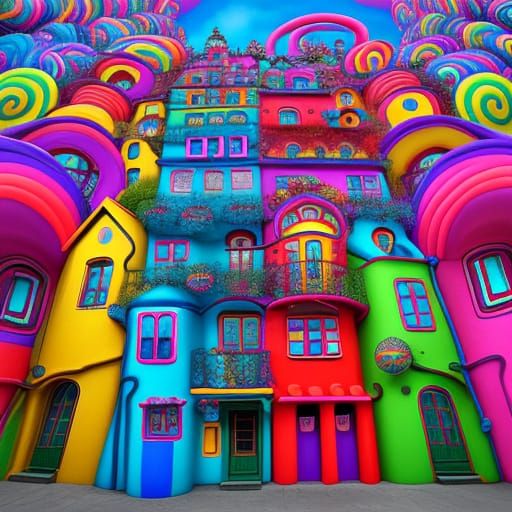 Vibrant Candy House in Whimsical Style