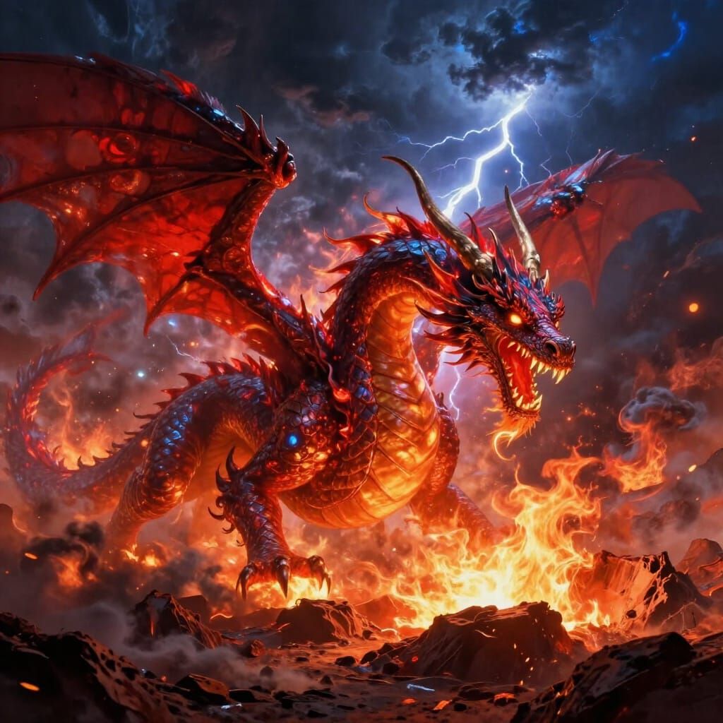 Colossal Dragon Emerges From Earth, Breathing Fire