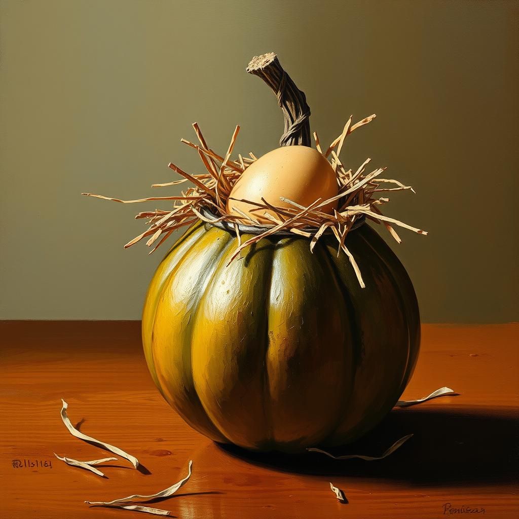 Gourd Still Life in Gouache Style