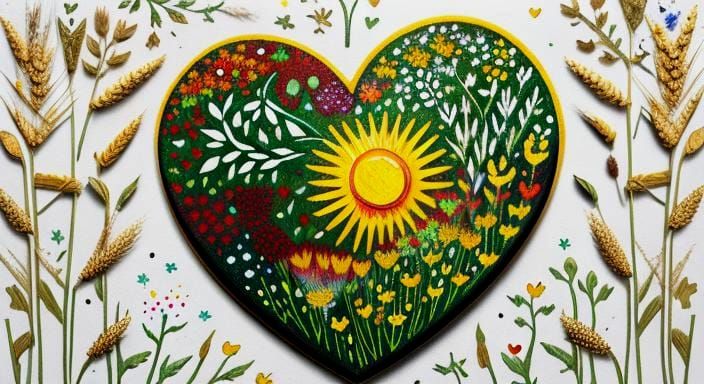 Fantasy Garden with Heart in Digital Art Style