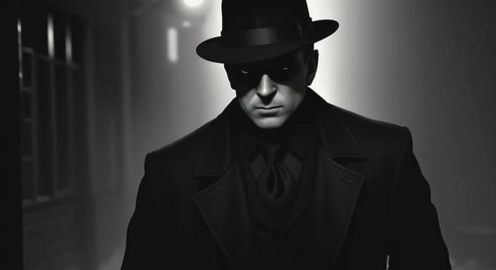 Man with Gun in Noir Alley Silhouette