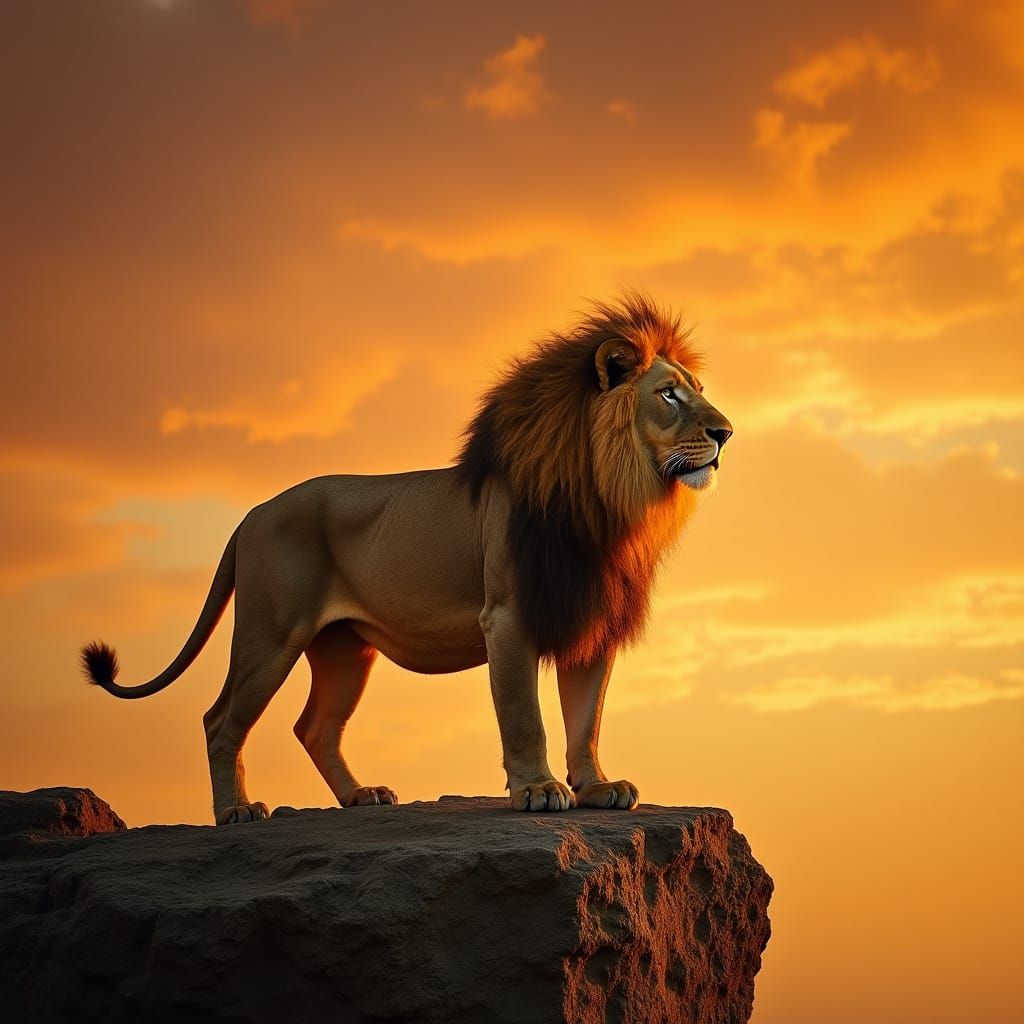 Majestic Lion at Sunset: Wildlife Photography
