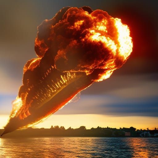 World War 1 Zeppelin in Flames