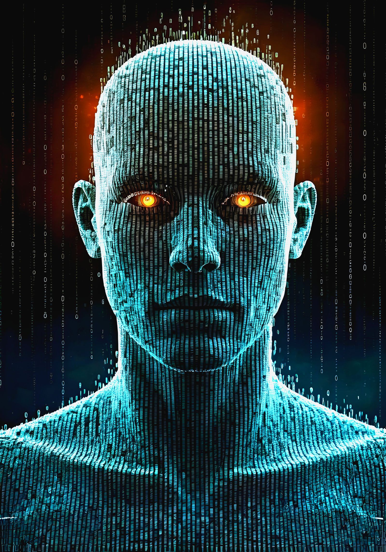 Robot Portrait Formed by Matrix Code