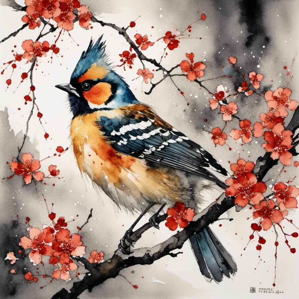 Japanese Water Ink Color Illustration