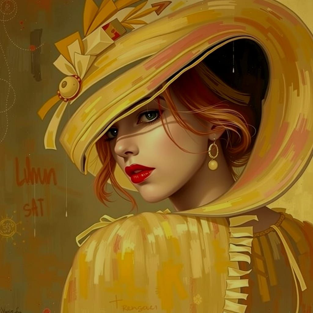 Black and White Portrait of Woman with Crimson Accent