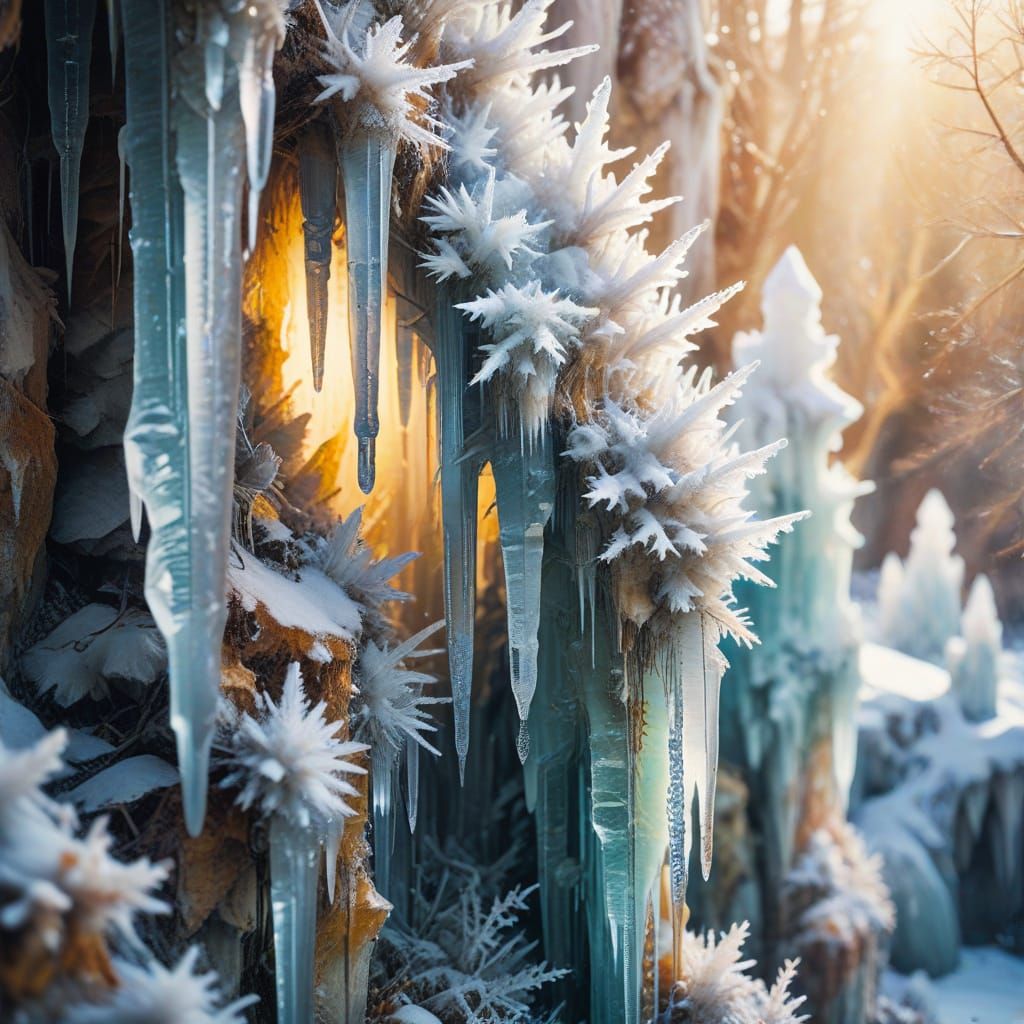 Macro Ice Formations in Double Exposure: Winter Wonderland