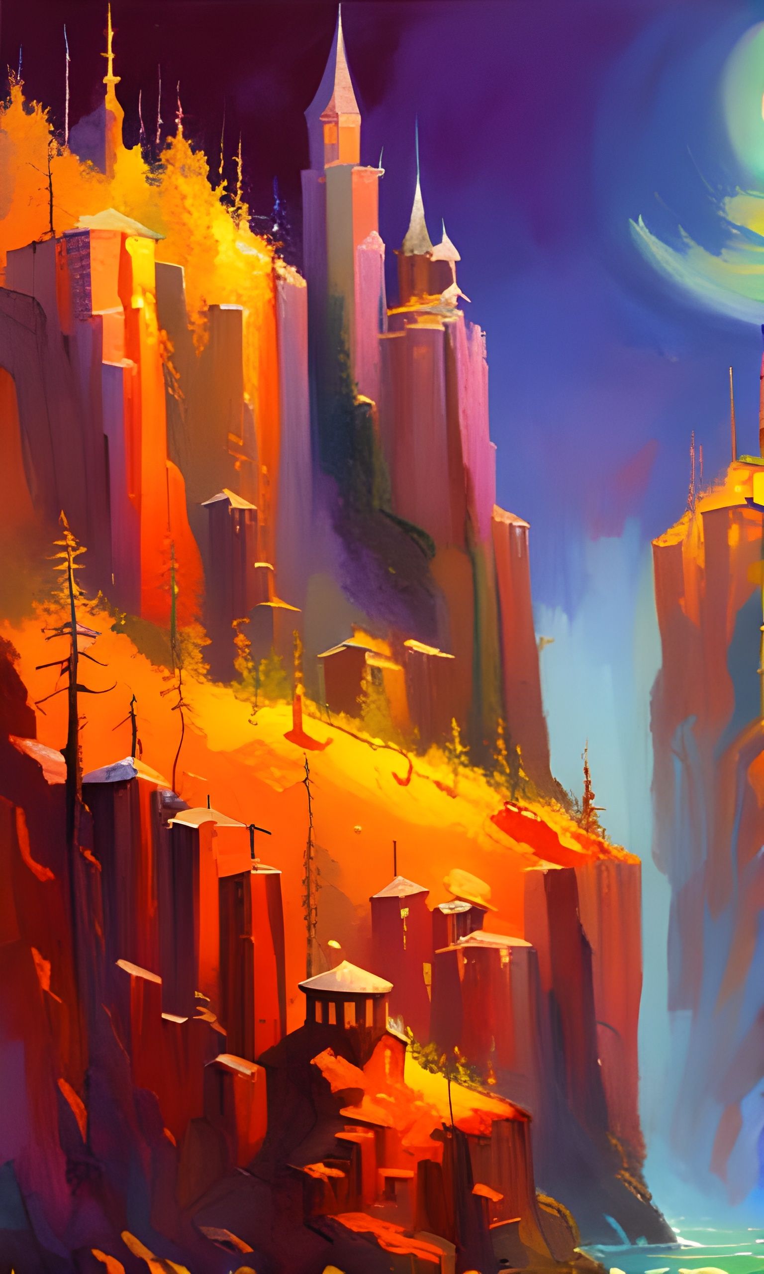 Retro Sci-Fi Scene in Style of Paul Lehr