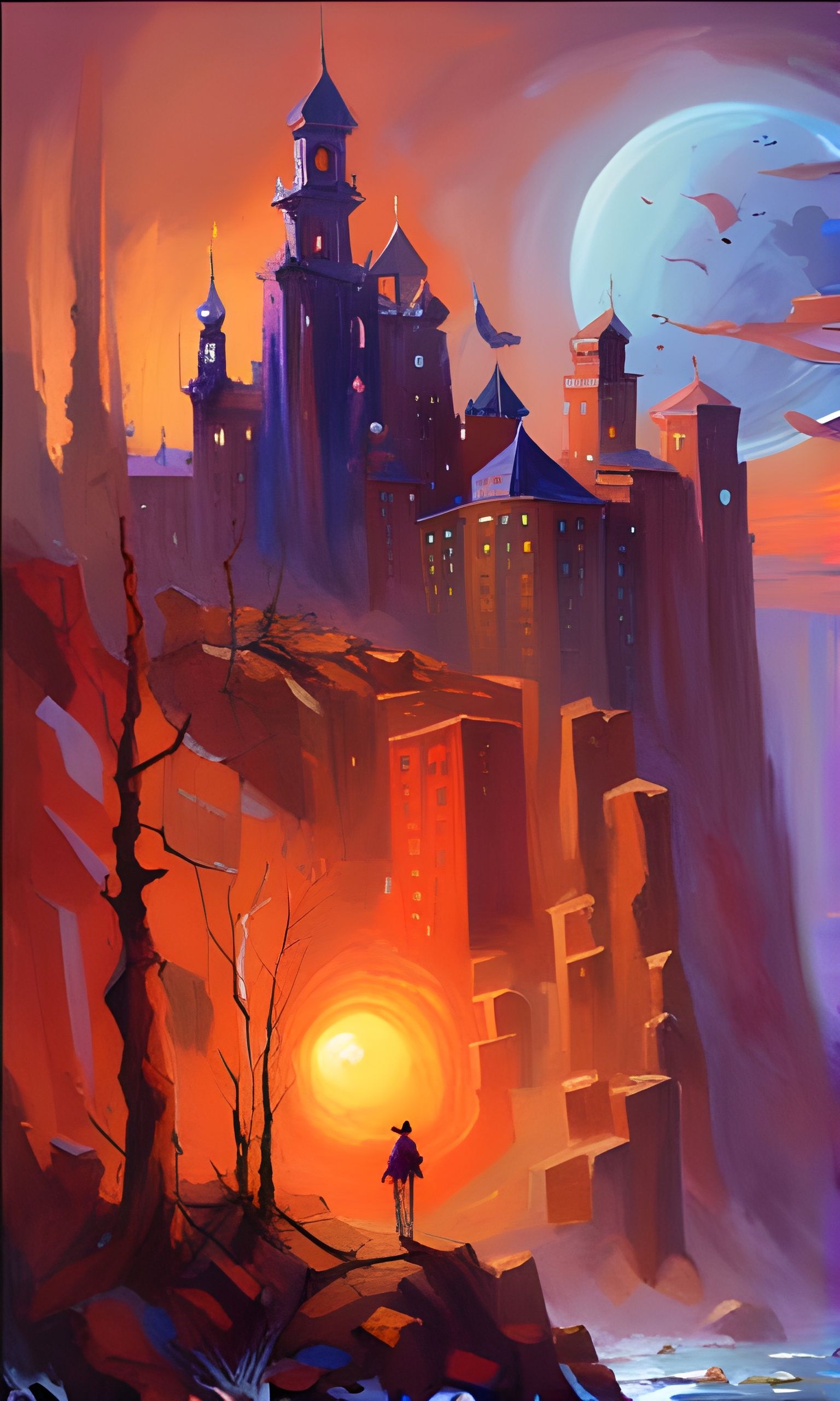 Futuristic Sci-Fi Landscape Inspired by Paul Lehr