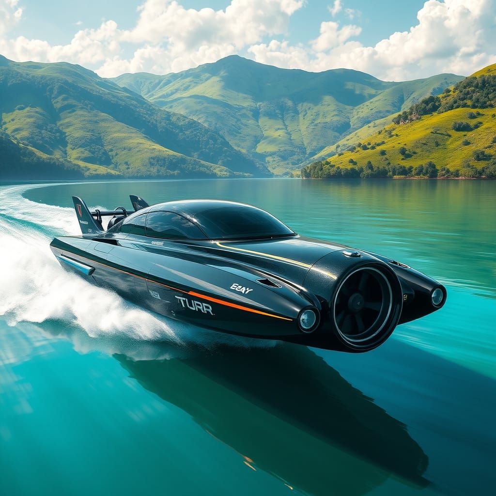 Sleek Turbo Boat Speeds Across Turquoise Waters