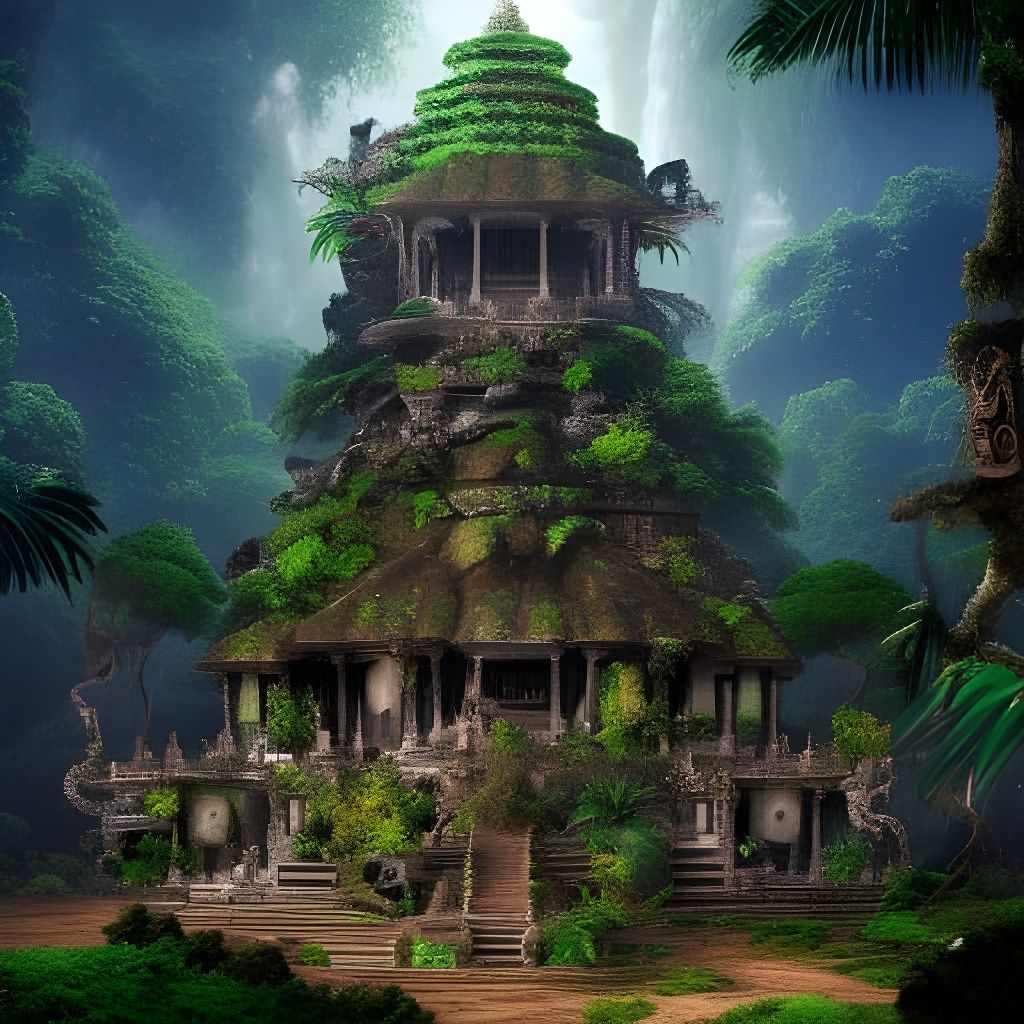 Dramatic Jungle Temple Digital Matte Painting