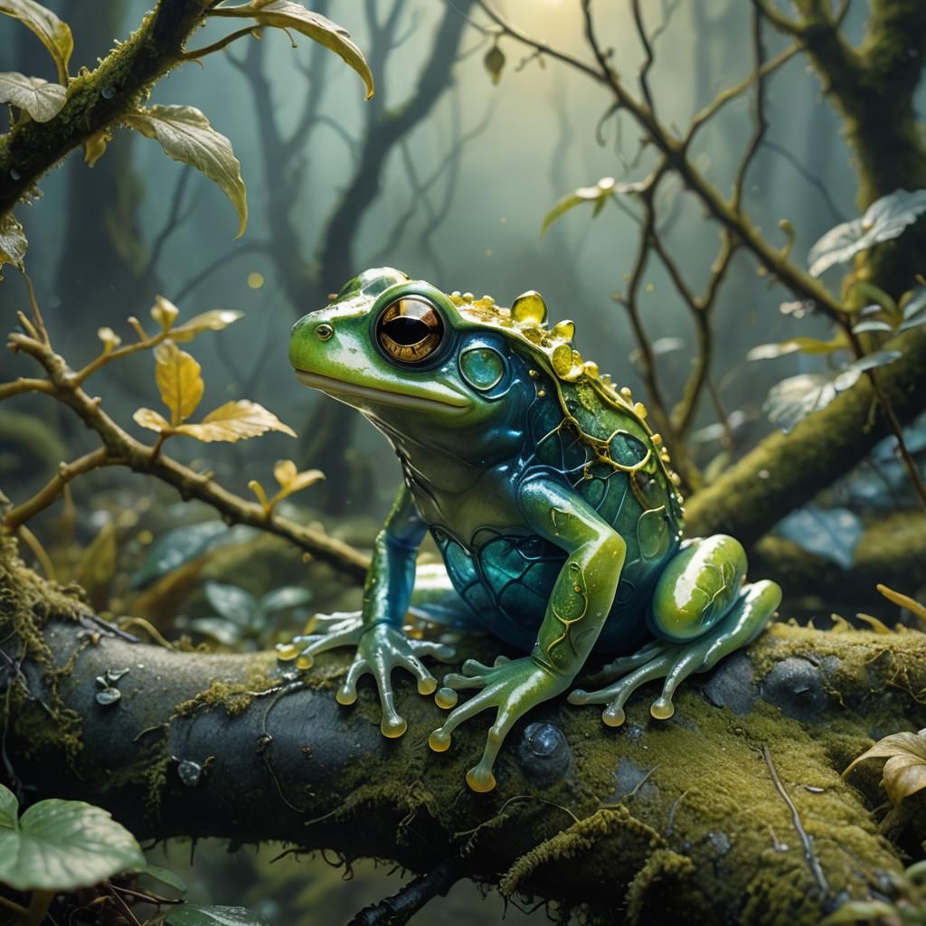 Glass Frog in Misty Forest, Fantasy Concept Art
