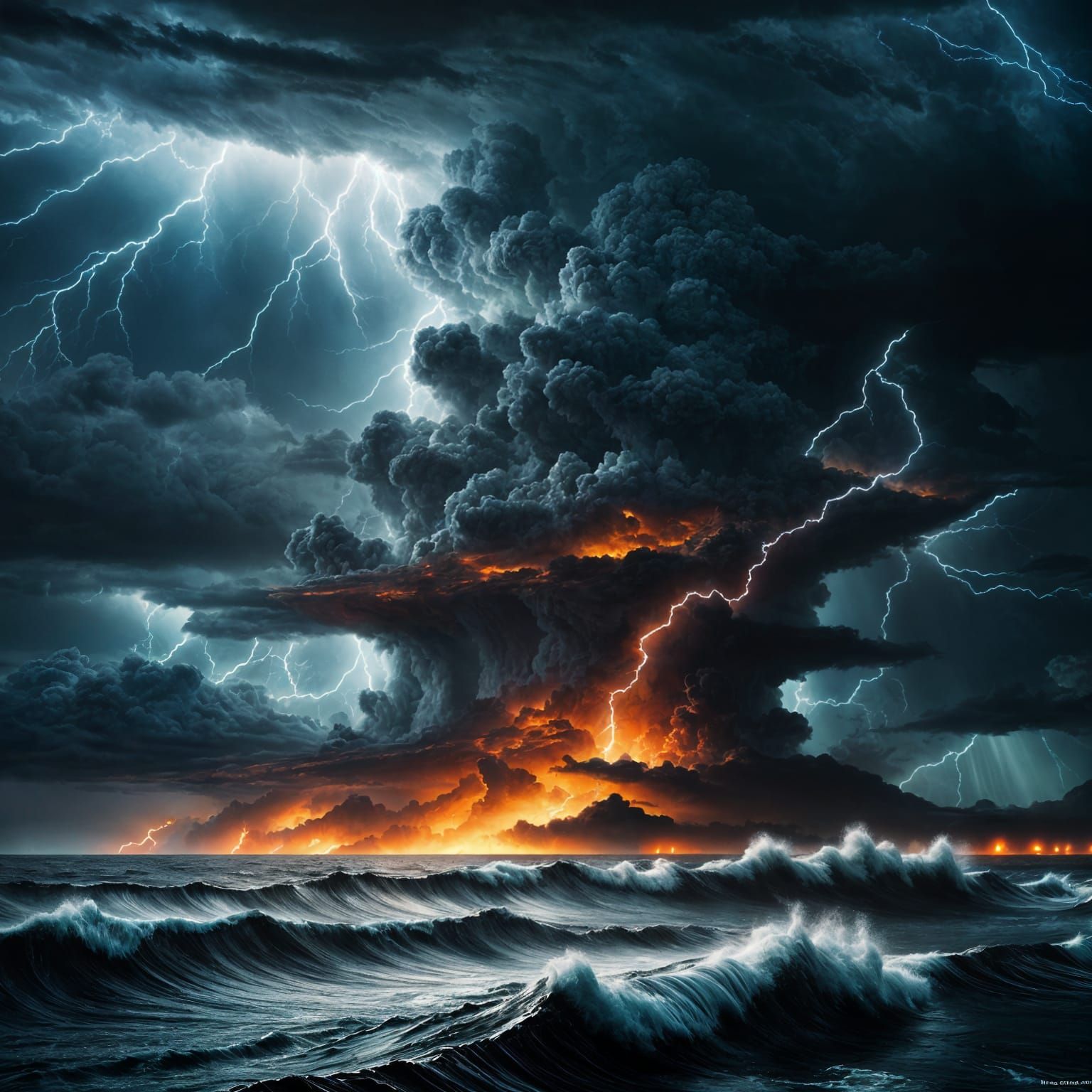 Tornadic Seascape in Digital Matte Painting Style