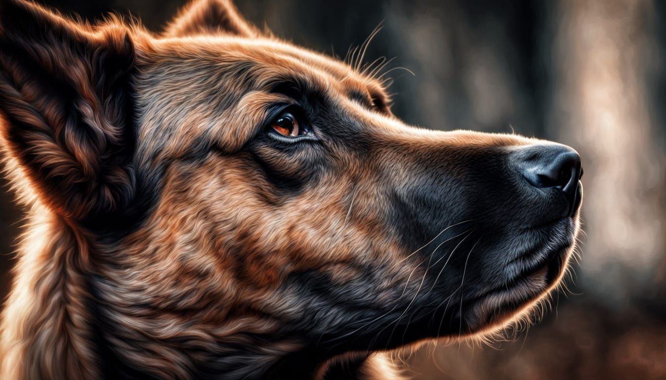 Hyperrealistic Canine Portrait: Sharp Focus, High Contrast