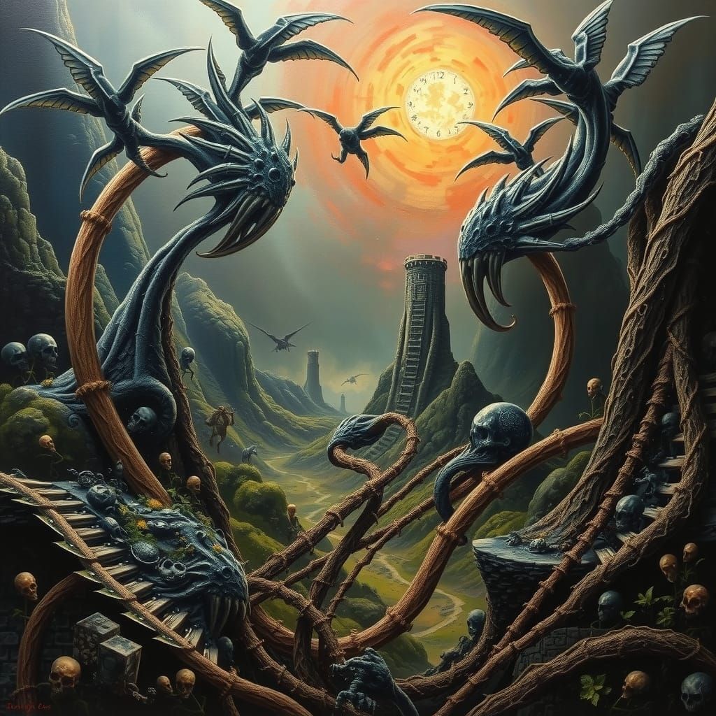 Macabre Fantasy Landscape in Giger Style
