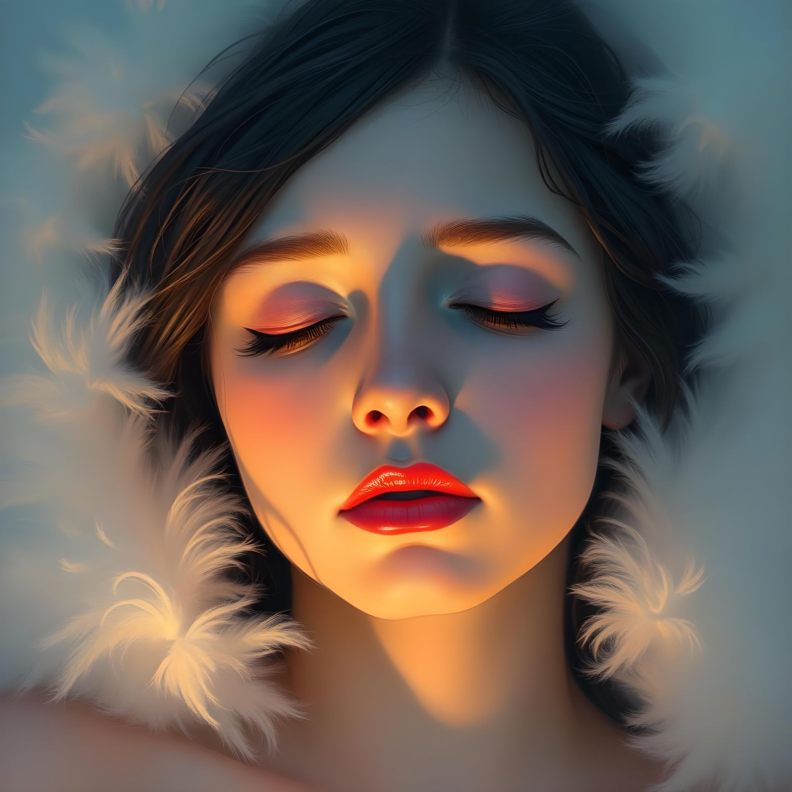 Ethereal Portrait of a Serene Face in Slumber