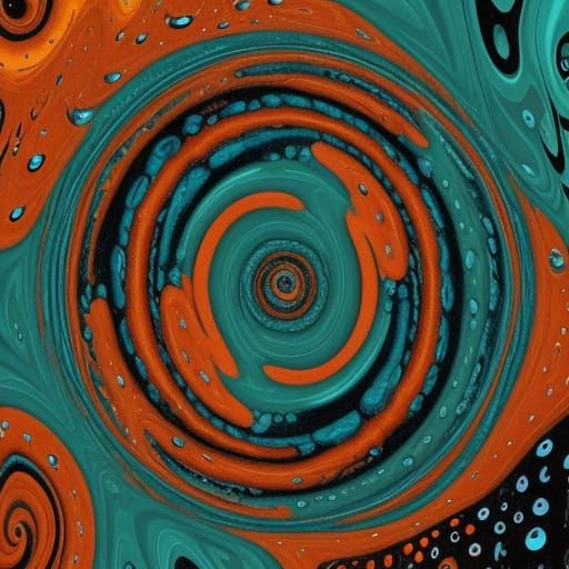 Psychedelic Surreal Raindrops in Orange and Teal
