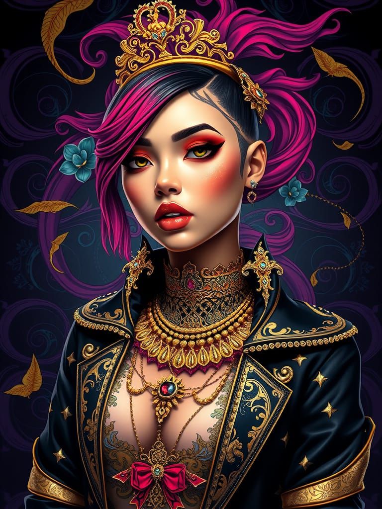 Elegant Gangsta Goddess Portrait in Hyper-Detailed Concept A...