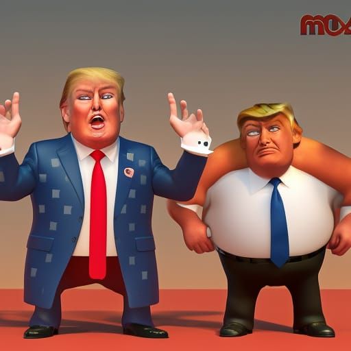 Trump with Meat Men: Pixar-Style 3D Digital Art