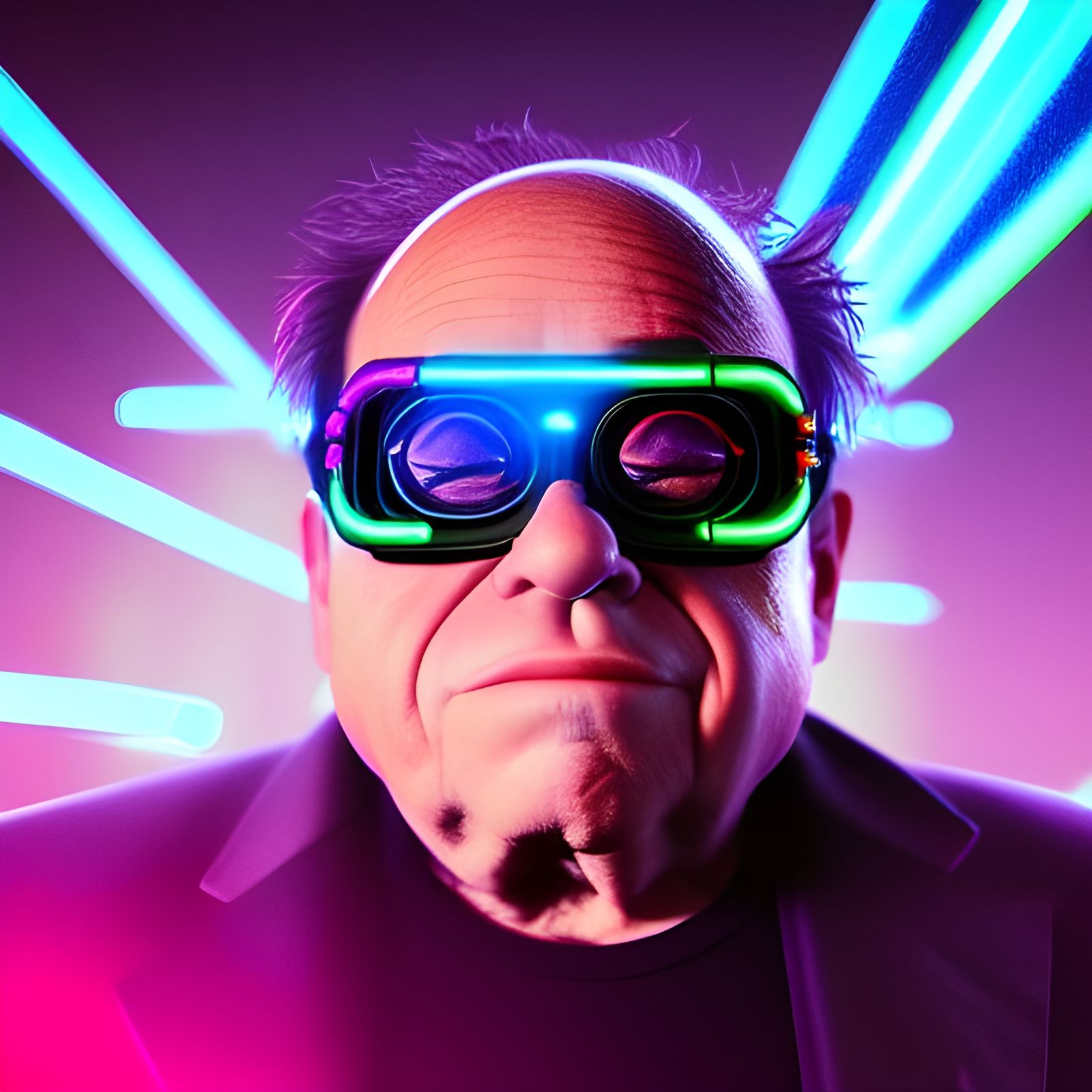 Cyberpunk Warrior Portrait in Neon Lights