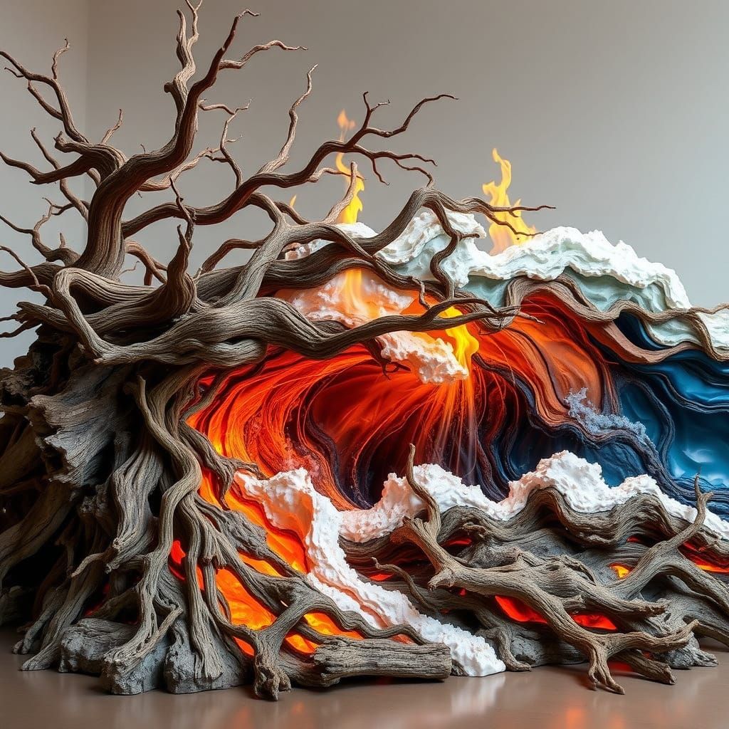 Dance of Elemental Forces in Golden Light
