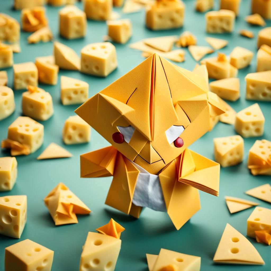 Origami Cheese Man Papercraft in 8K