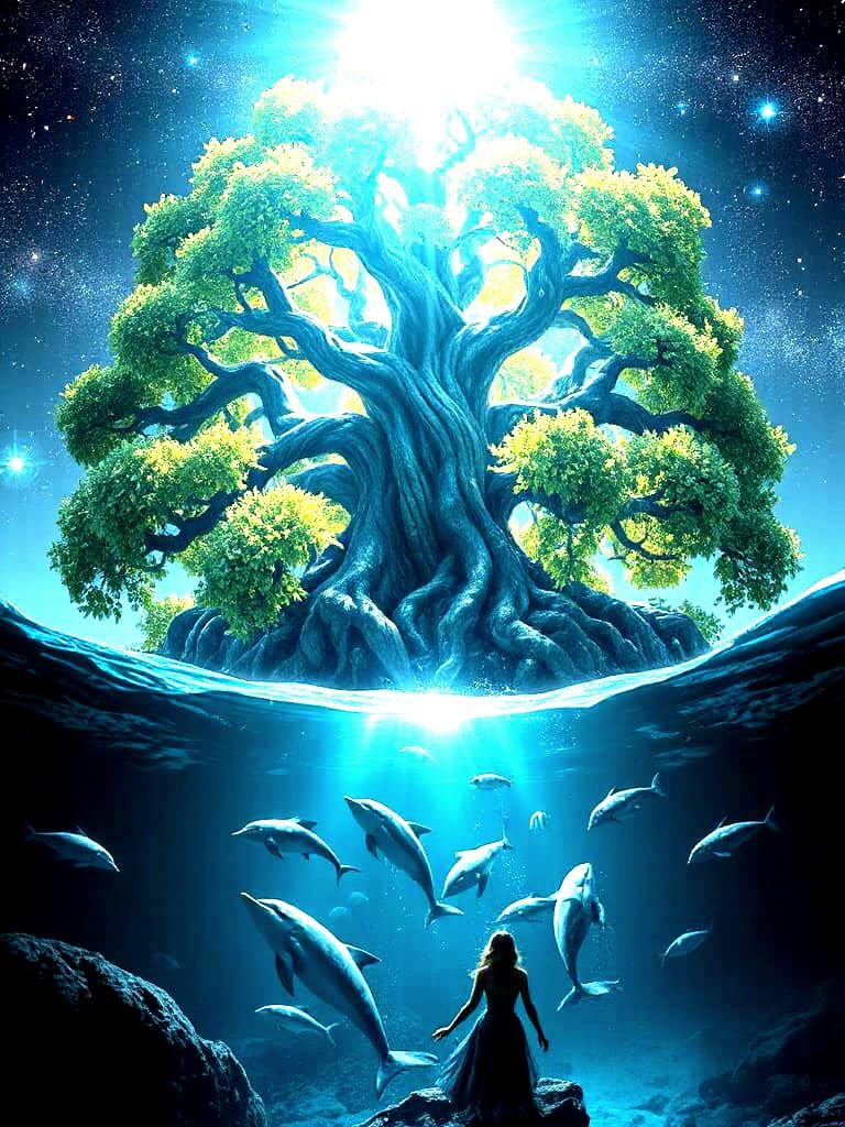 Epic Cosmic Tree: Majestic Arboreal Wonders in a Digital Mat...