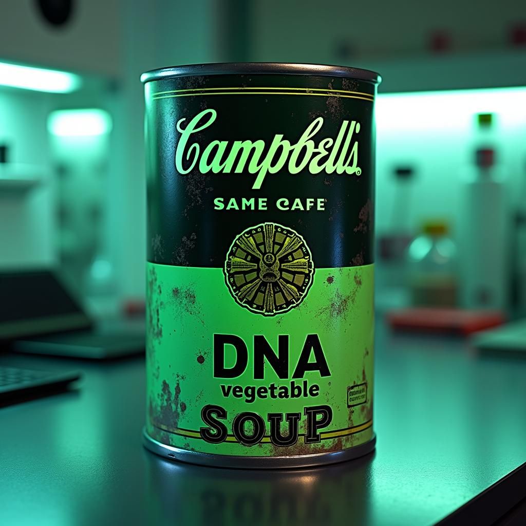 Retro-Futuristic Campbell's Soup in Industrial Futurism Styl...