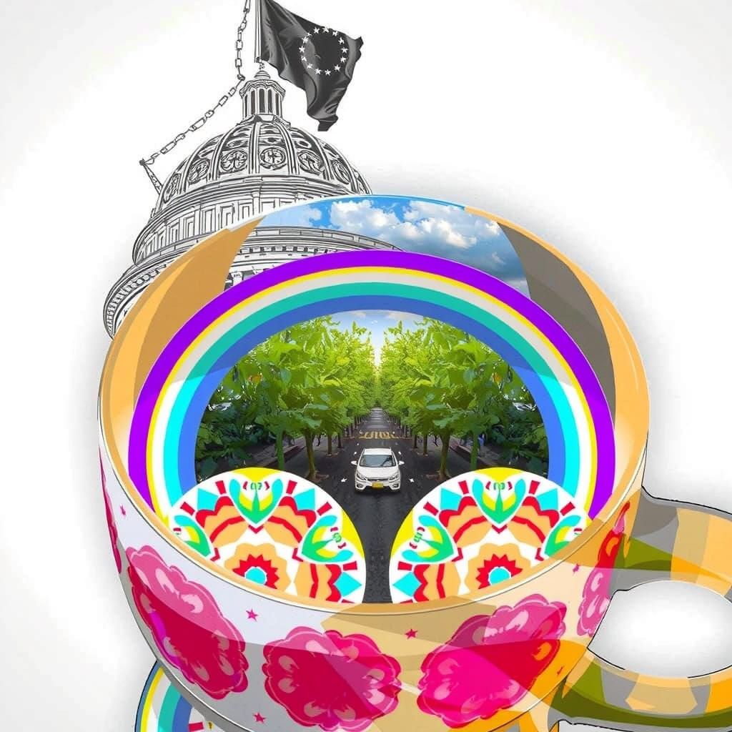 Ethereal Coffee Landscape Logo in Dreamy Hues