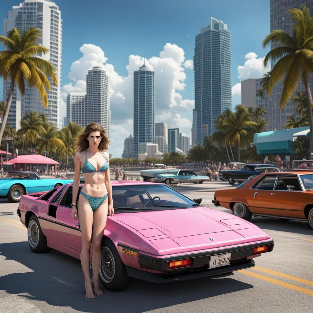 Time Traveling Woman on Miami Beach