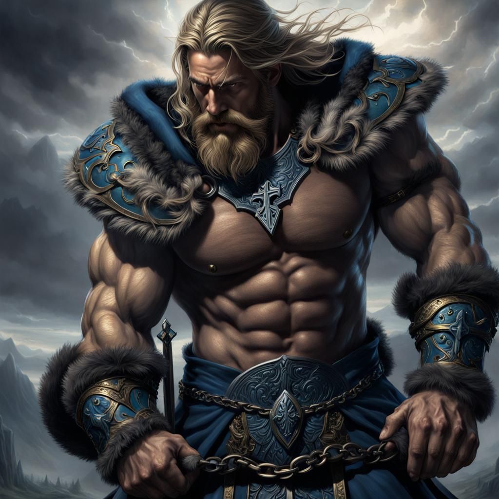 Muscular Warrior with Holy Cross, Dark Fantasy Art