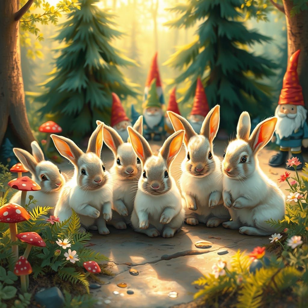 Enchanted Rabbit Clearing in Impressionist Style
