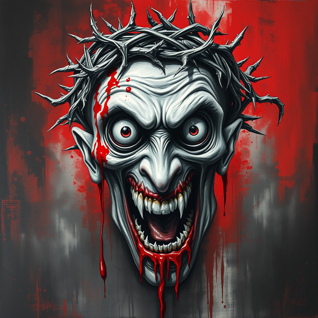 Distorted Face Portrait in Gouache Impressionist Style