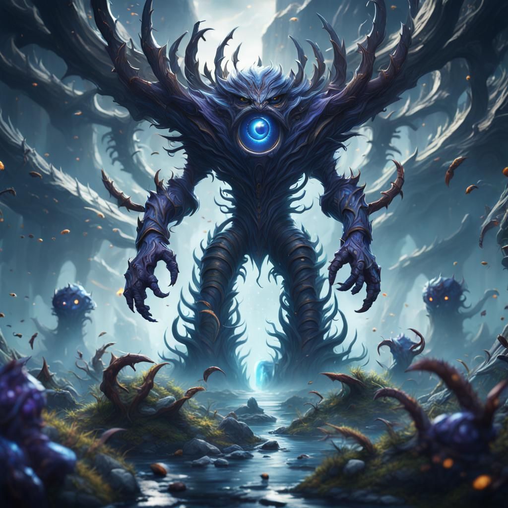 Hypnotic Vortex Creature with Giant Eyes