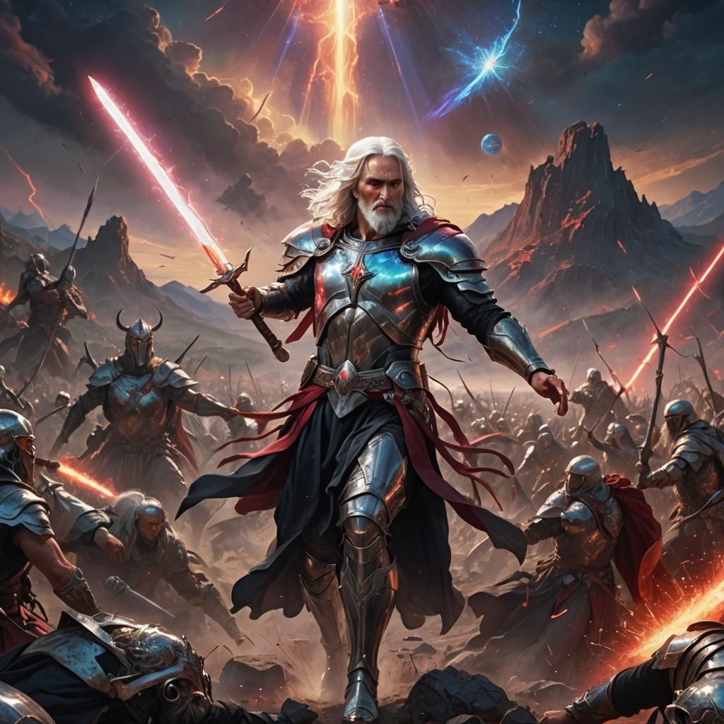 Jesus Christ in Opal Armor with Celestial Sword