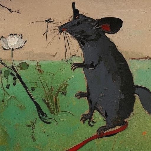 Robot Rat in Clockpunk Dystopia: Folk Art Style