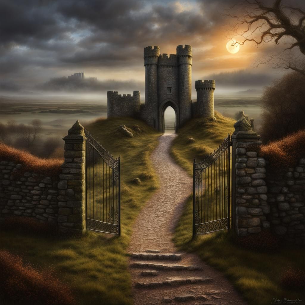 Mystic Path to Haunted Castle, Digital Matte Painting
