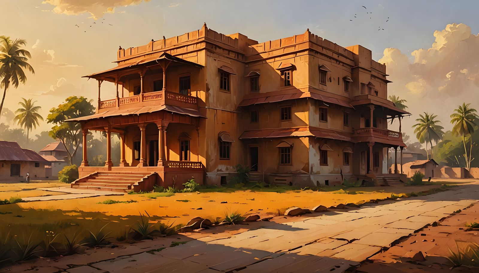 Indian House Exterior, Distant View