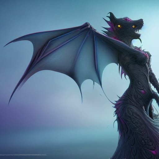 Beautiful Feminine Werebat in Detailed Matte Painting