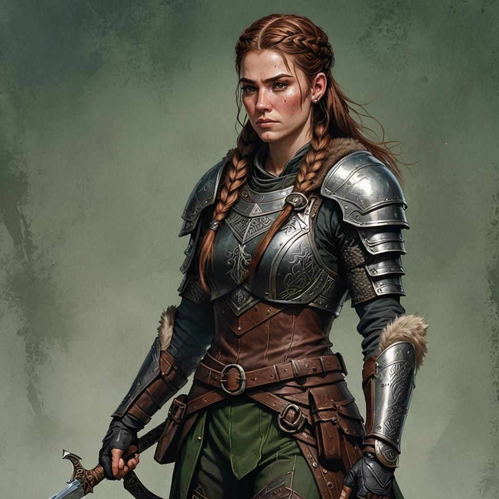 Medieval Female Mercenary Portrait in Hyperdetailed Style