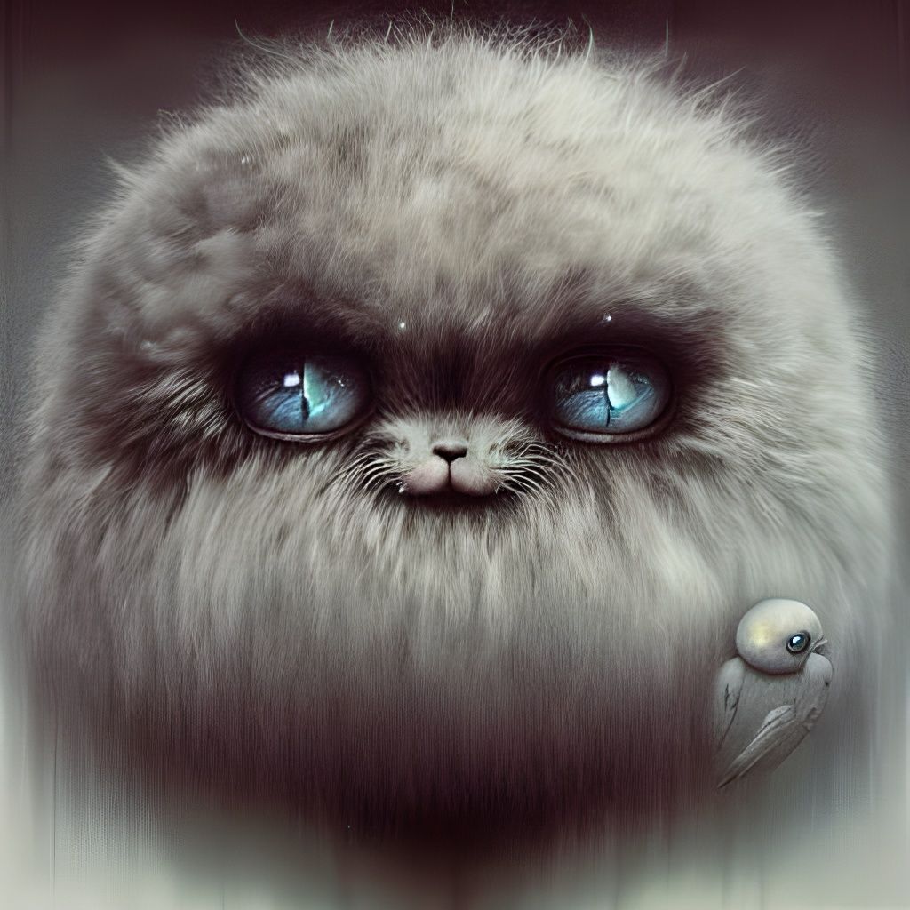 Hyperrealistic Fluffy Creature in Chaotic Style