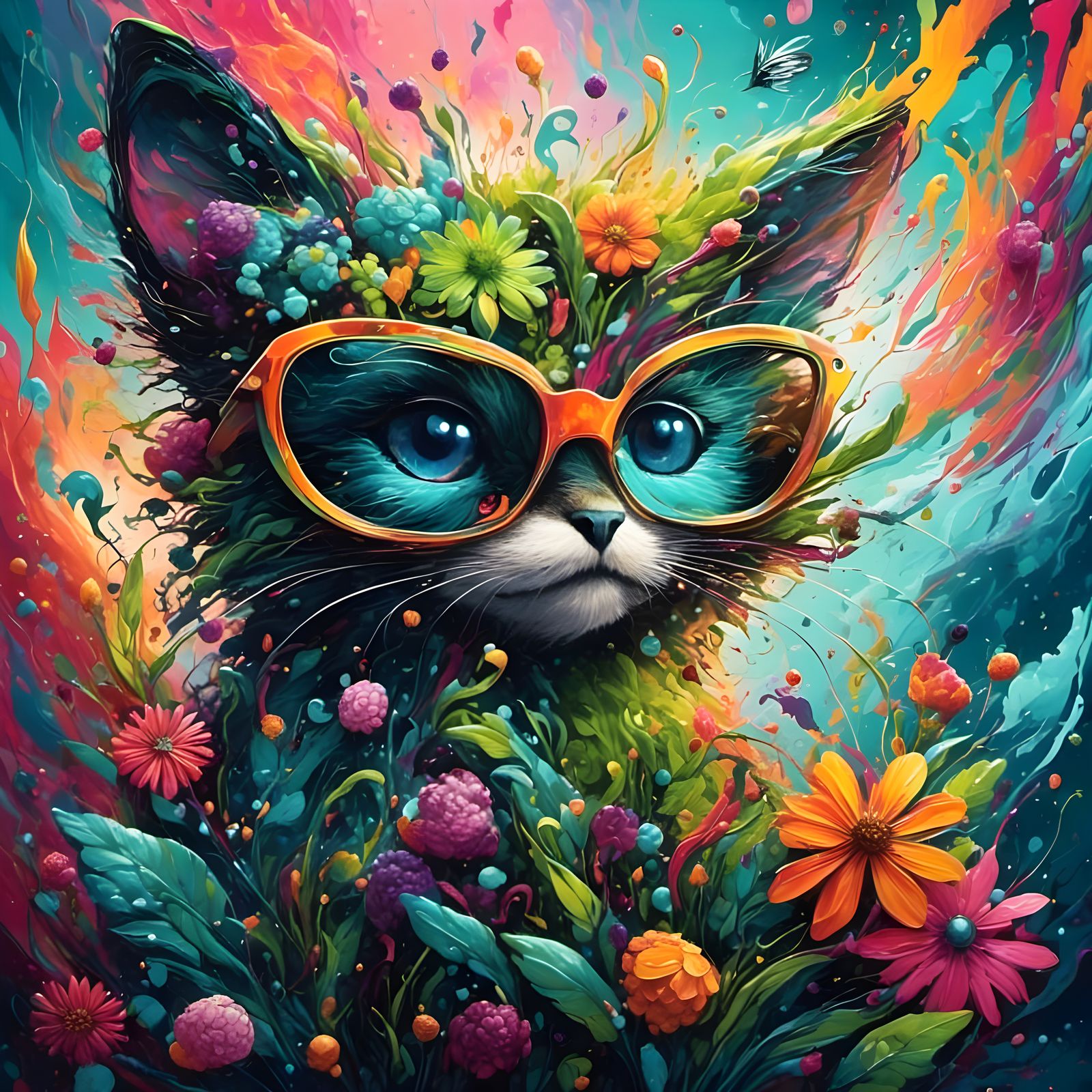 Plant Animals in Graffiti Splash Art Style