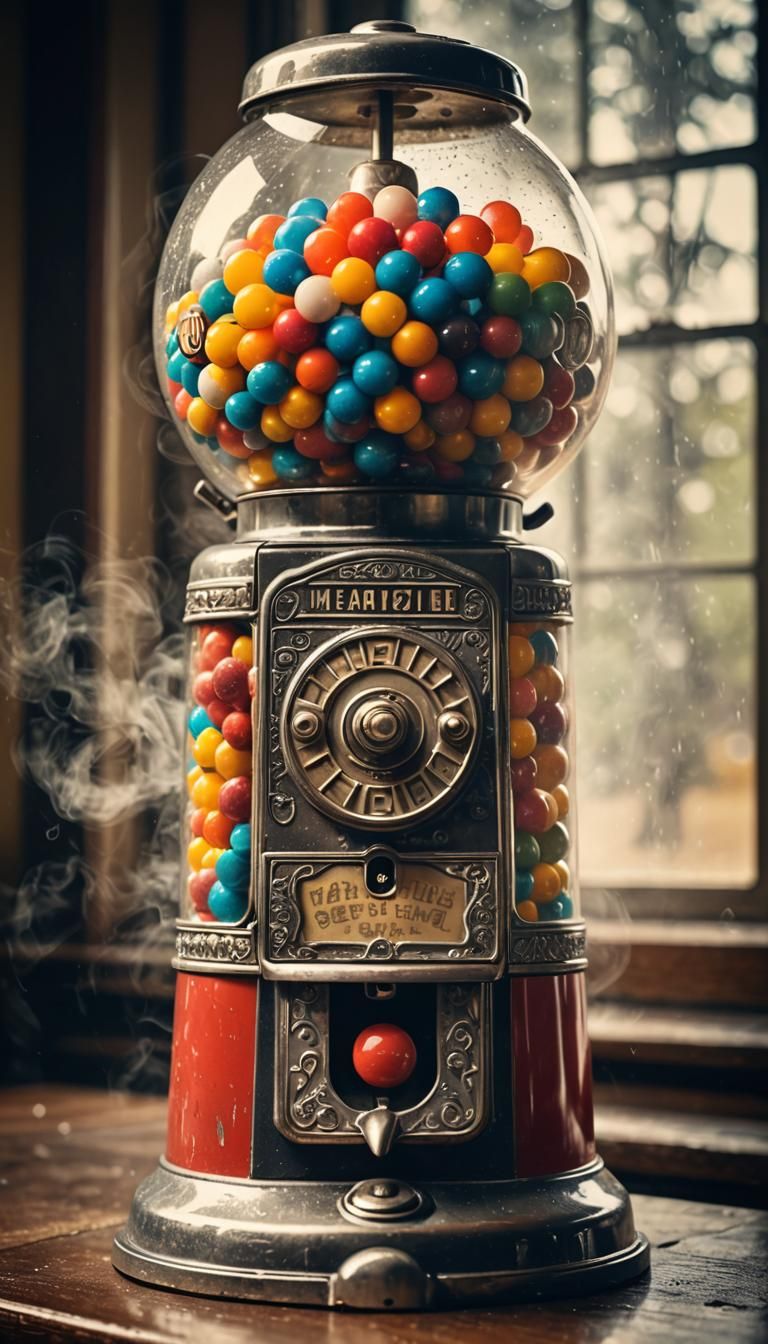 Vintage Gumball Machine in 1940s Film Style