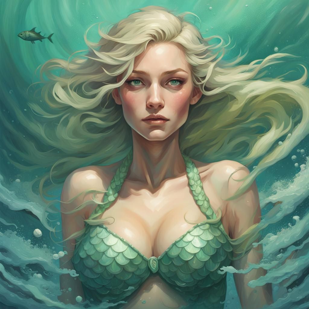 Enchanting Mermaid Portrait in Hyperdetailed Splash Art