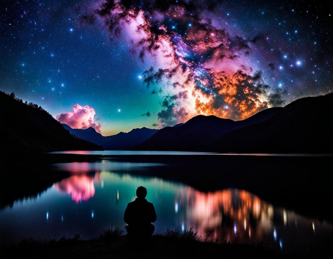 Orion Nebula Night Sky Reflected in Lake