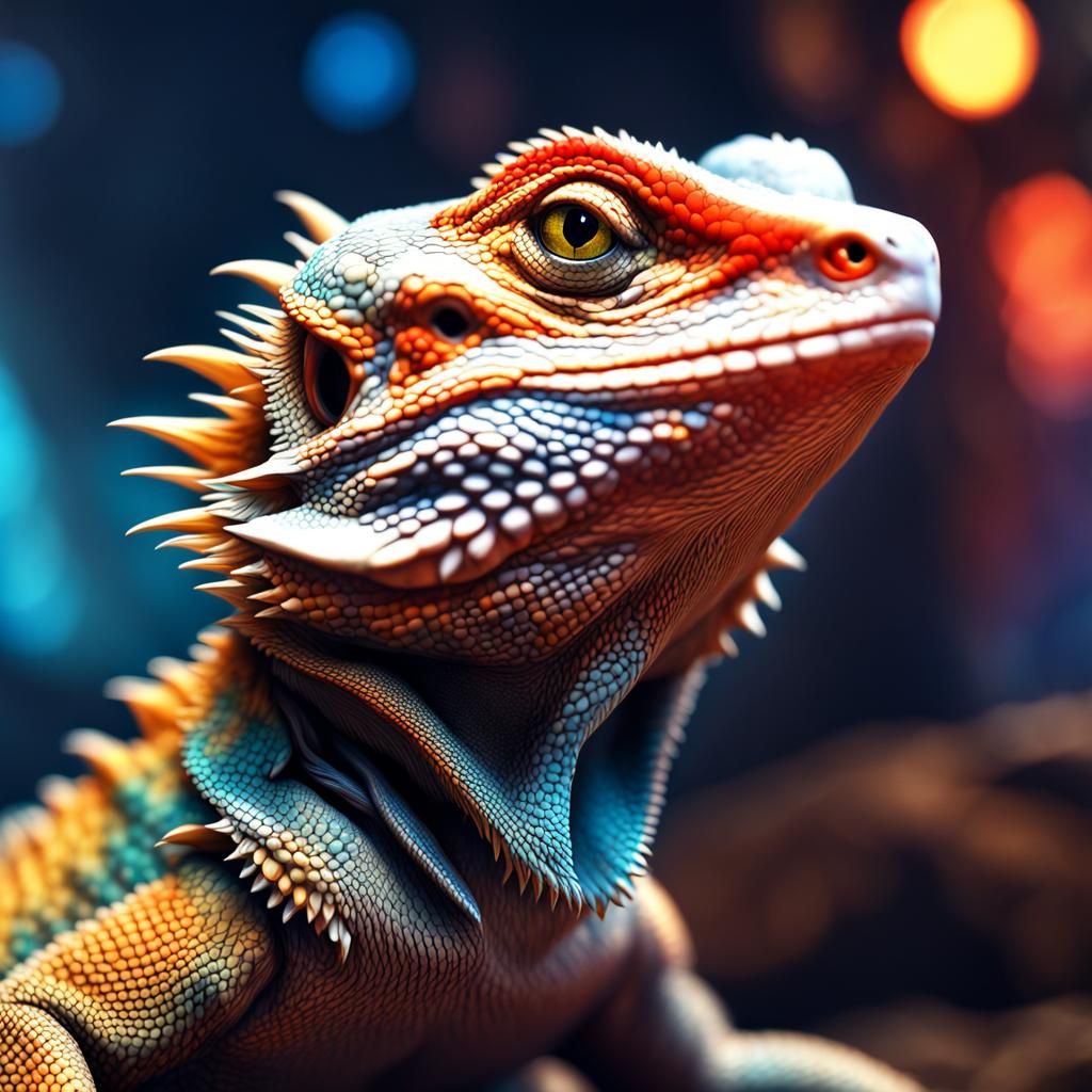 Bearded Dragon Portrait in Detailed Digital Painting