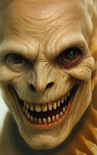 Evil Figure Grinning as Reality Collapses