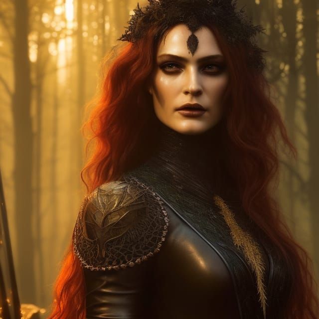 Luminous Forest Witch Portrait with Intricate Details
