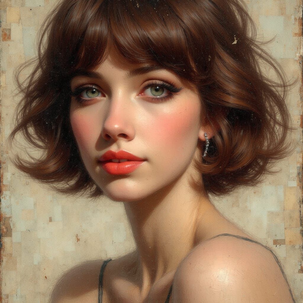 Fantasy Portrait in Earthy Tones, Digital Collage Art